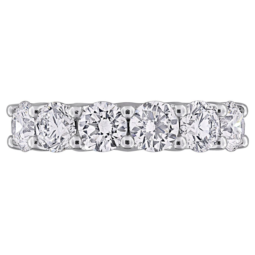 Round Cut Lab Grown Diamond Semi-Eternity Ring 14K White Gold (3.00ct)