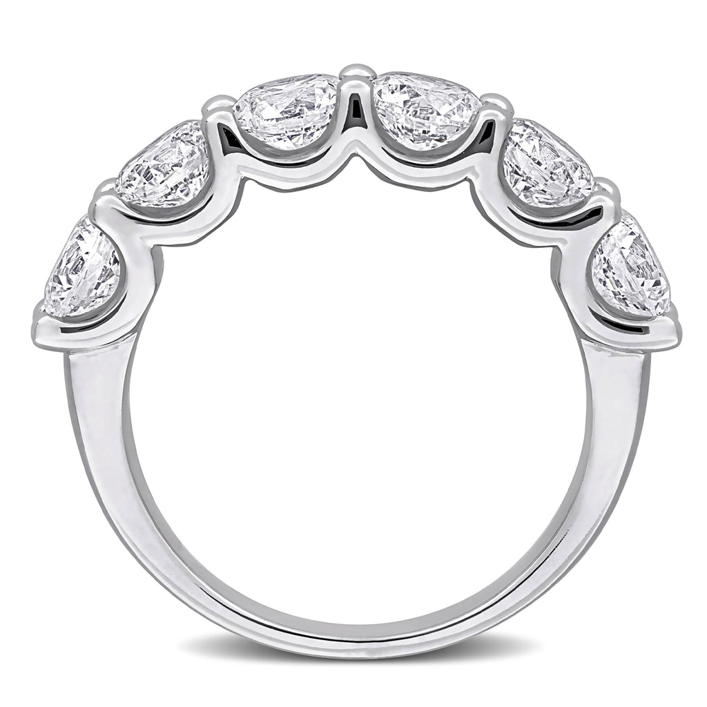 Round Cut Lab Grown Diamond Semi-Eternity Ring 14K White Gold (3.00ct)