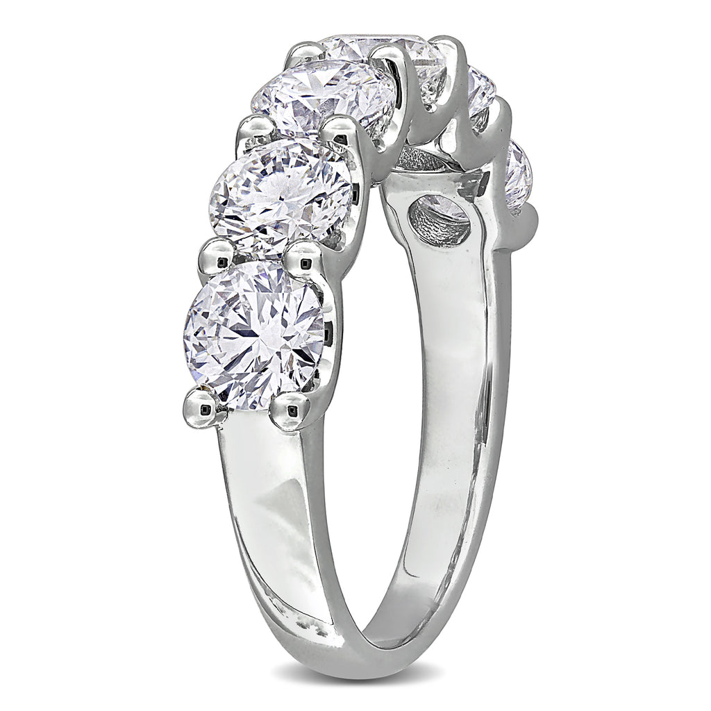 Round Cut Lab Grown Diamond Semi-Eternity Ring 14K White Gold (3.00ct)