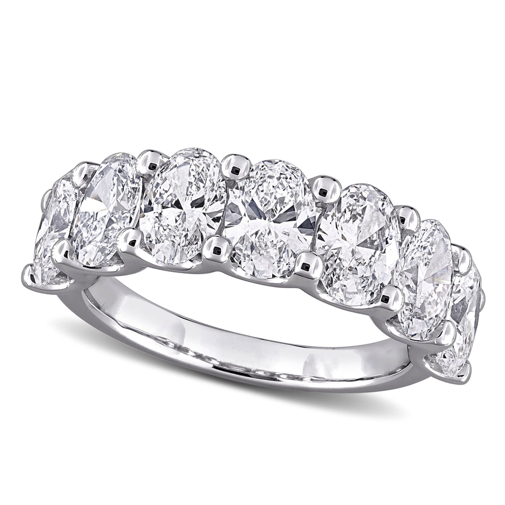 Oval Cut Lab Grown Diamond Semi-Eternity Ring 14K White Gold (3.50ct)