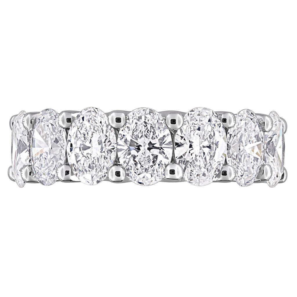 Oval Cut Lab Grown Diamond Semi-Eternity Ring 14K White Gold (3.50ct)