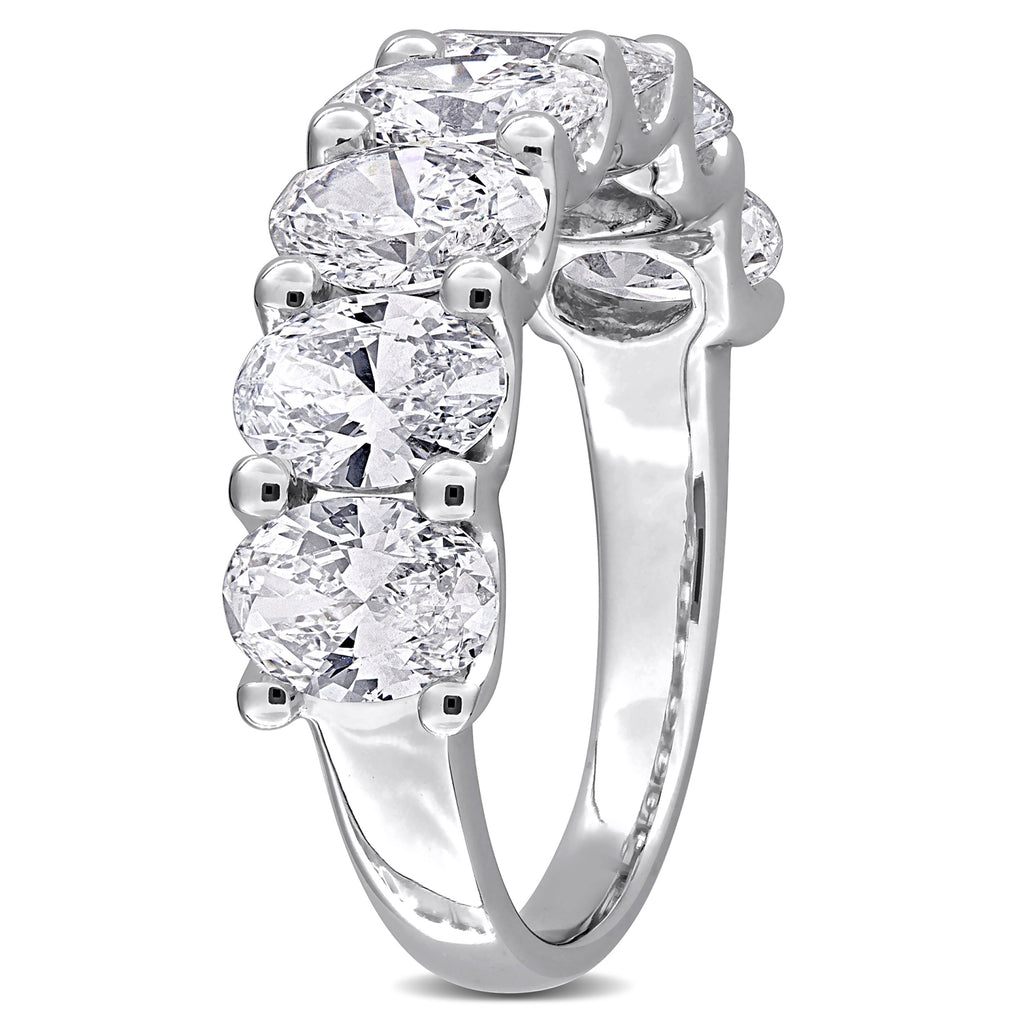 Oval Cut Lab Grown Diamond Semi-Eternity Ring 14K White Gold (3.50ct)