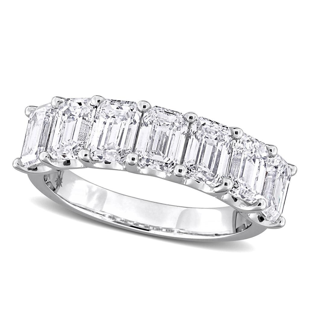 Emerald Cut Lab Grown Diamond Semi-Eternity Ring 14K White Gold (3.50ct)