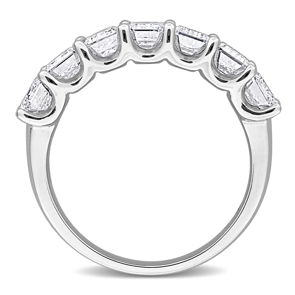 Emerald Cut Lab Grown Diamond Semi-Eternity Ring 14K White Gold (3.50ct)