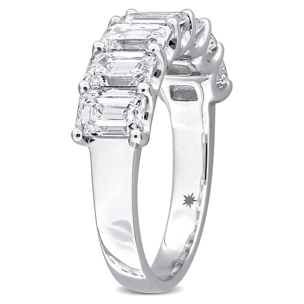 Emerald Cut Lab Grown Diamond Semi-Eternity Ring 14K White Gold (3.50ct)