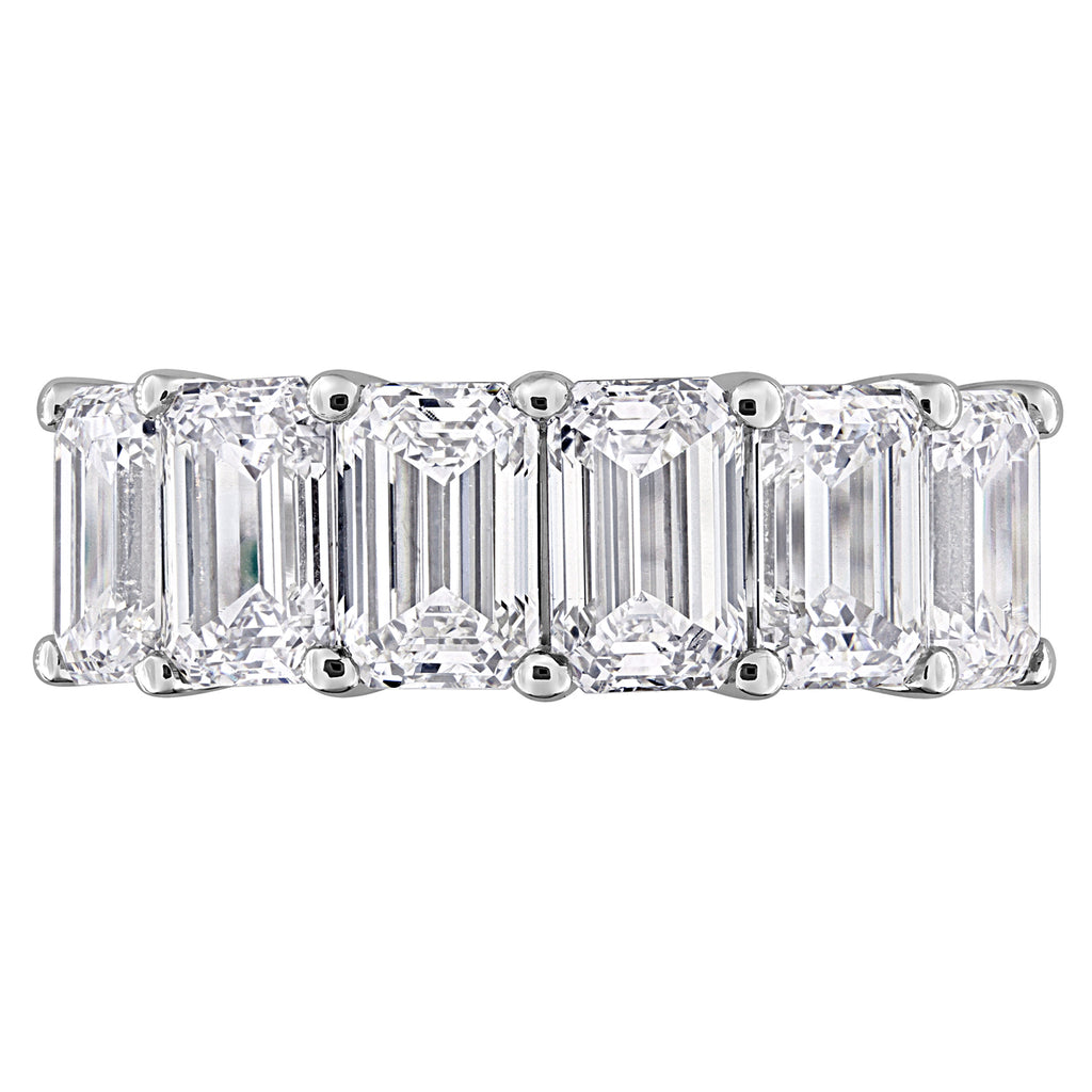 Emerald Cut Lab Grown Diamond Semi-Eternity Ring 14K White Gold (6.00ct)