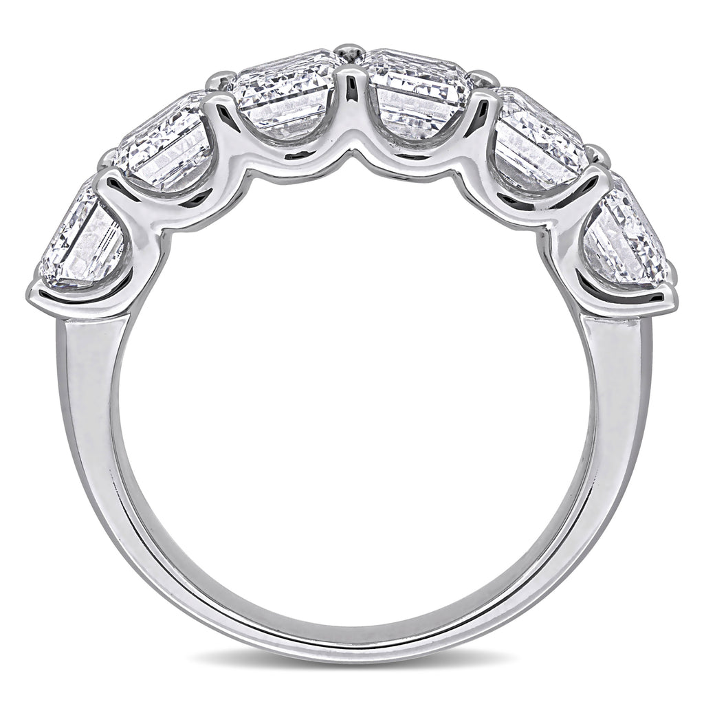 Emerald Cut Lab Grown Diamond Semi-Eternity Ring 14K White Gold (6.00ct)