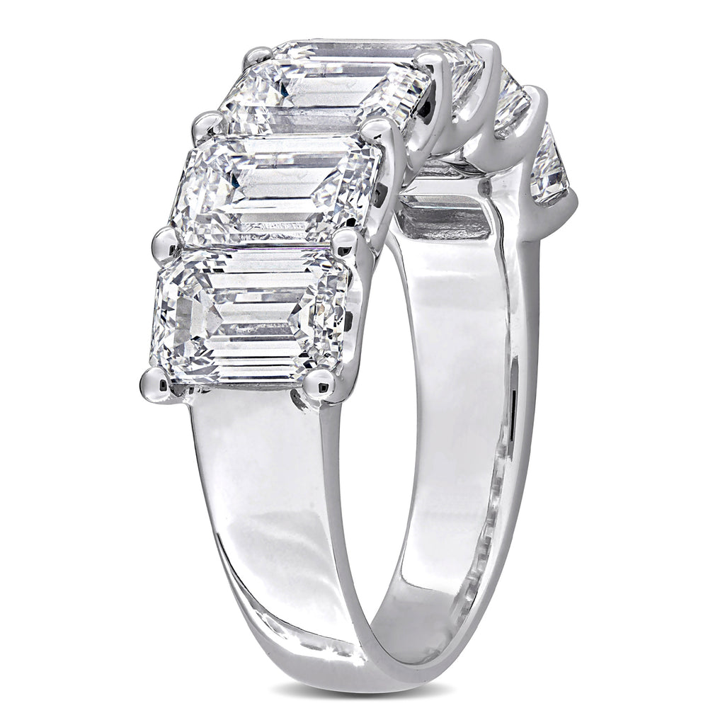 Emerald Cut Lab Grown Diamond Semi-Eternity Ring 14K White Gold (6.00ct)