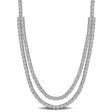 Round Cut Lab  Diamond Double Tennis Necklace 14K White Gold (5.93ct)