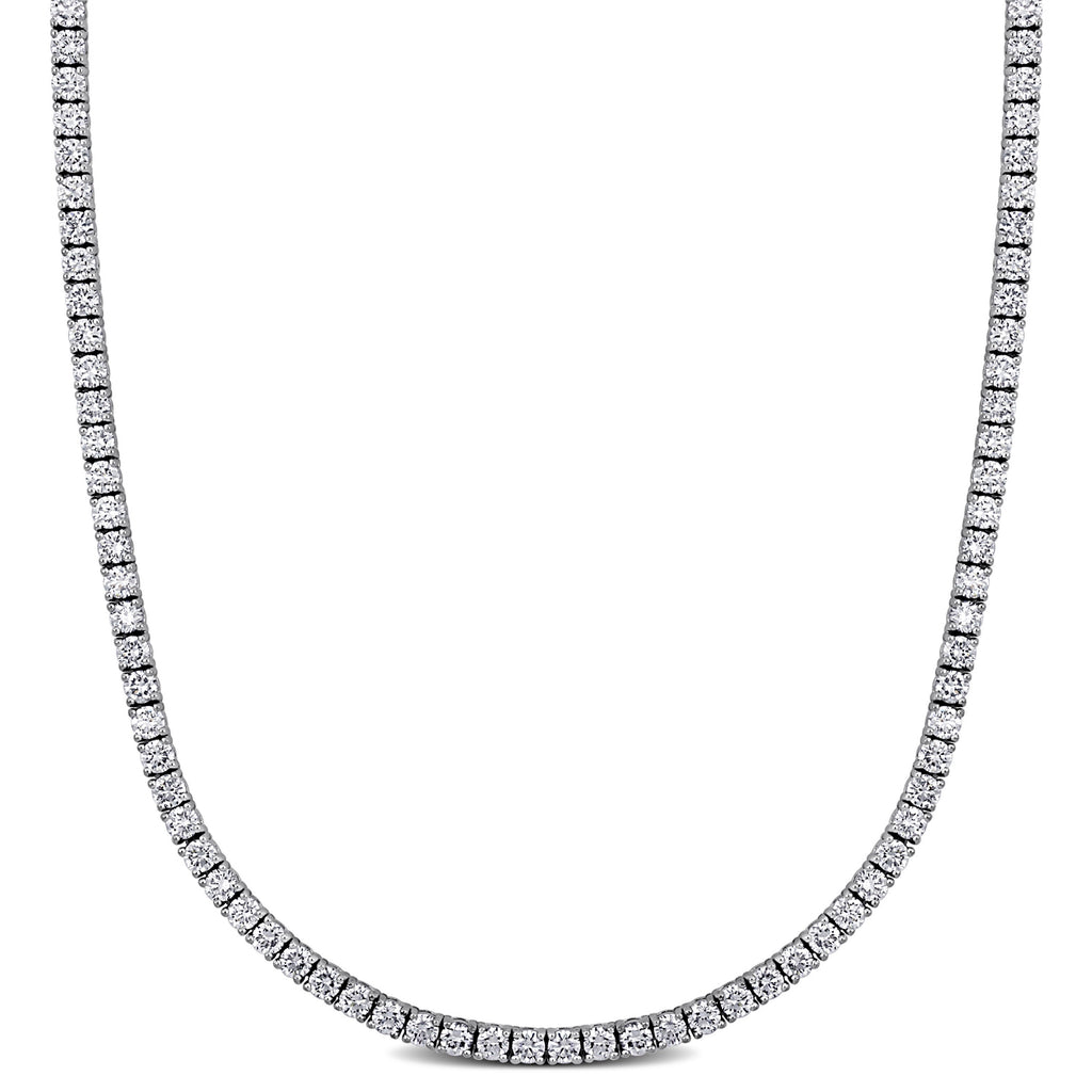 Round Cut Lab Grown Diamond Tennis Necklace 14K White Gold (12.27ct)