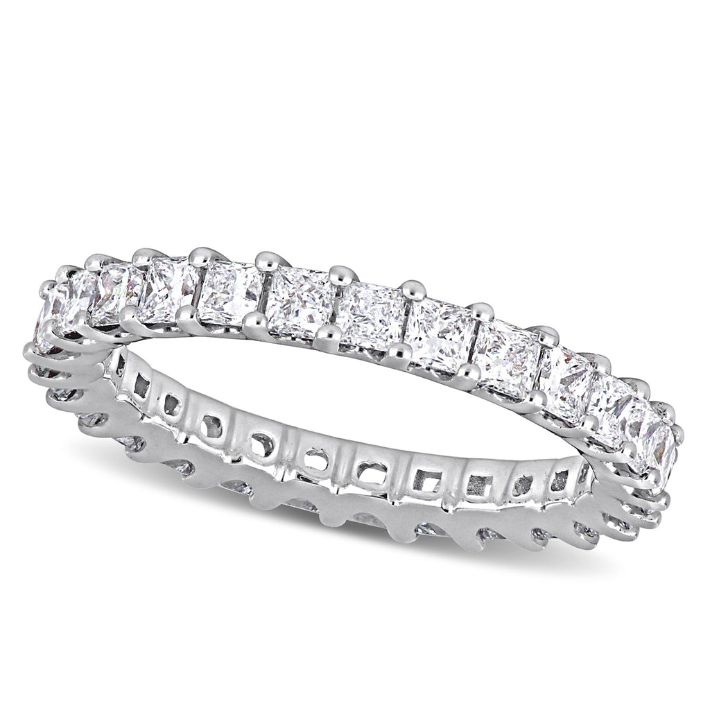 Princess Cut Lab Grown Diamond Eternity Ring 14K White Gold (1.89ct)