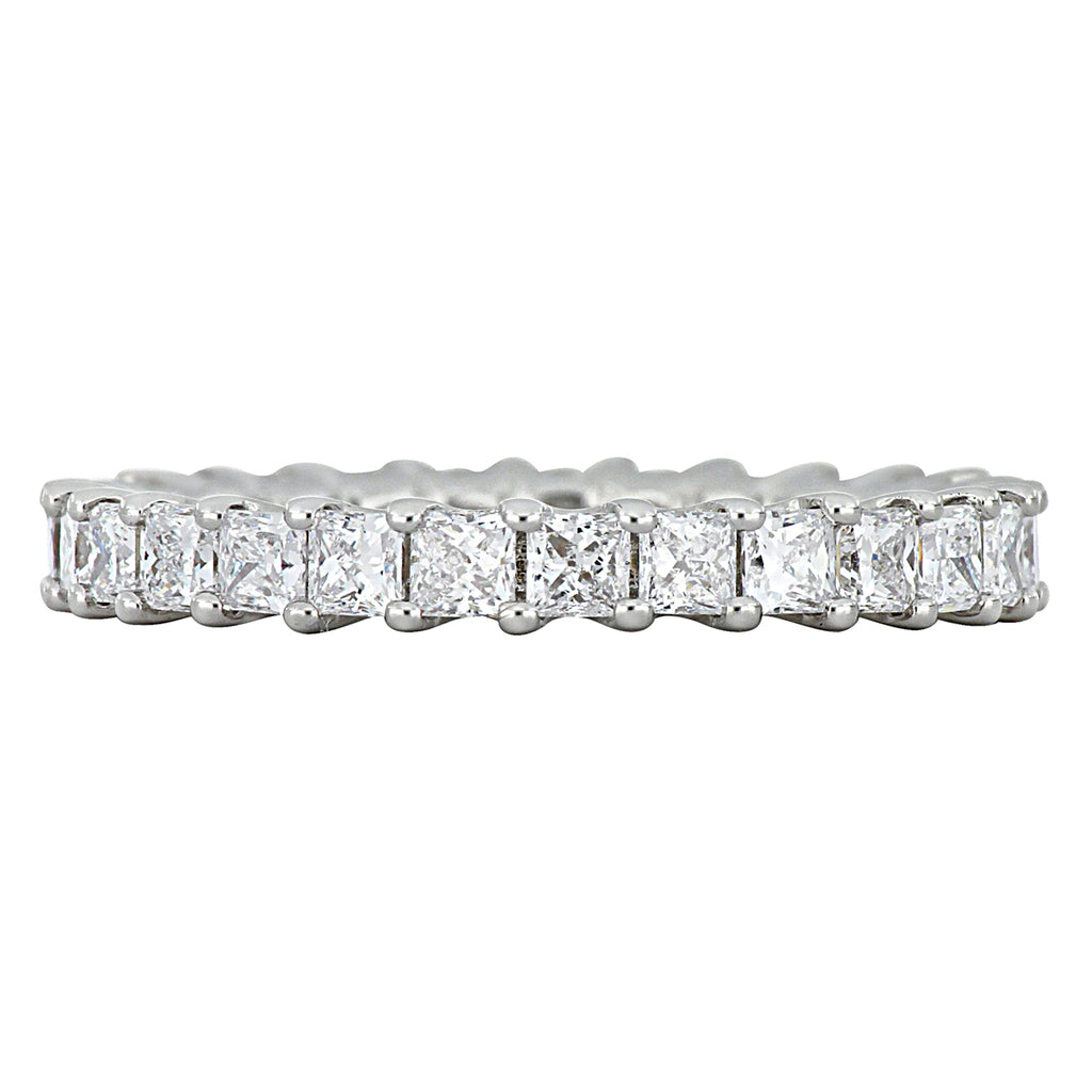 Princess Cut Lab Grown Diamond Eternity Ring 14K White Gold (1.89ct)