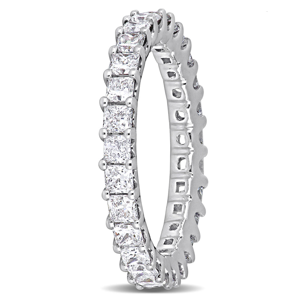Princess Cut Lab Grown Diamond Eternity Ring 14K White Gold (1.89ct)