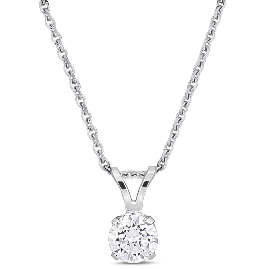 Round Cut Lab Grown Diamond Solitaire Pendant 14K White Gold (0.50ct)