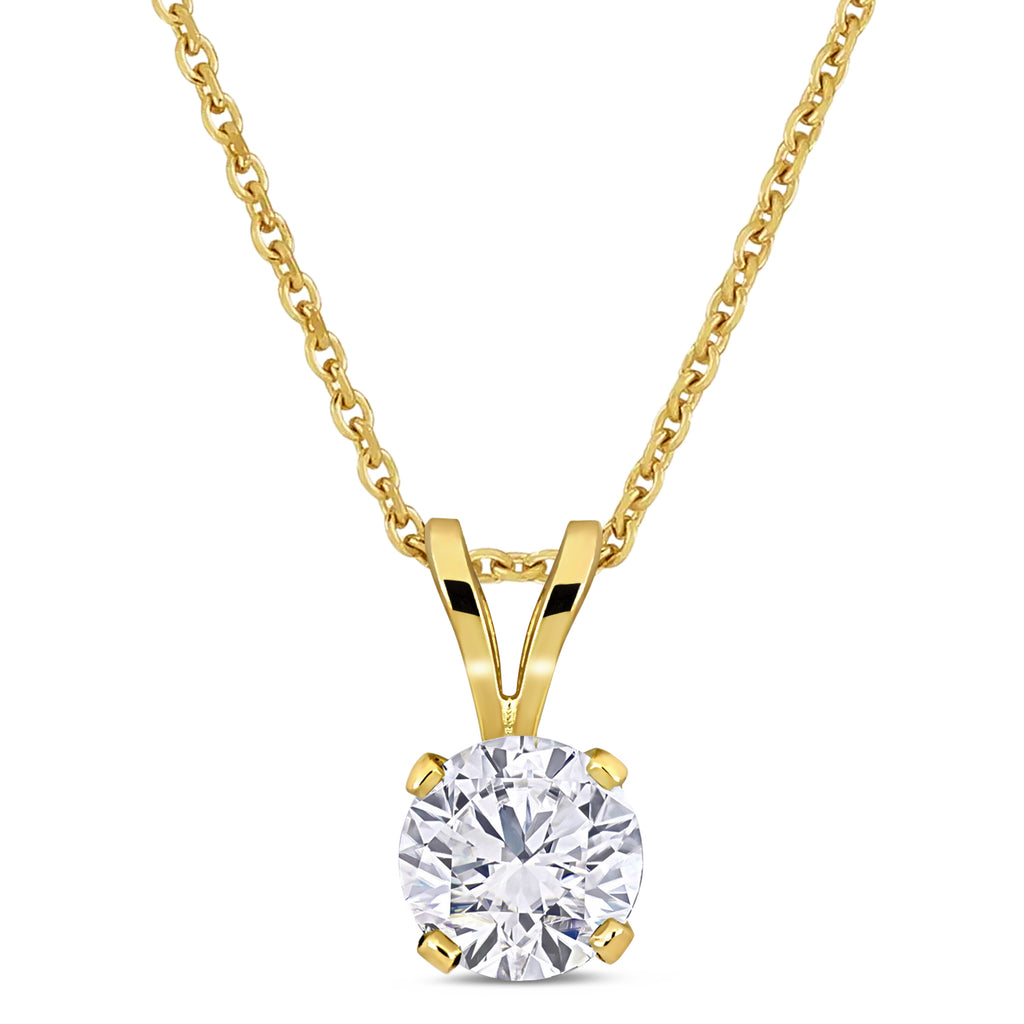 Round Cut Lab  Diamond Solitaire Pendant 14K Yellow Gold (1.00ct)