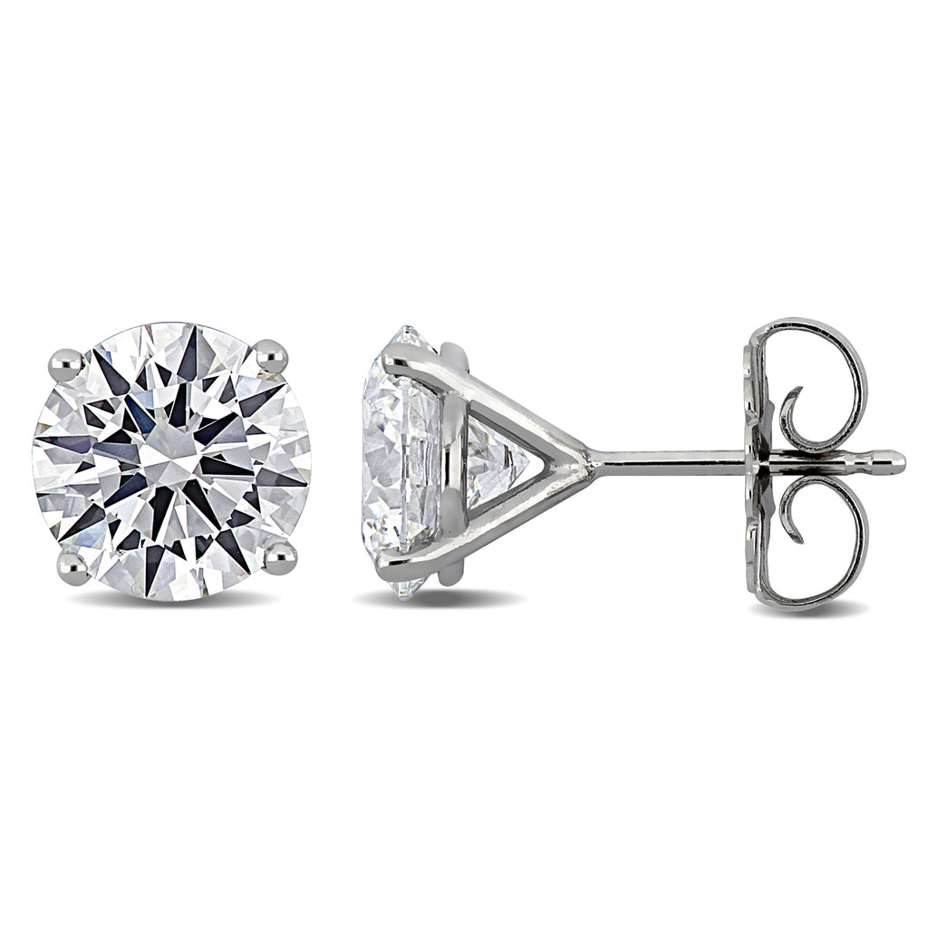 Round Cut Lab Grown Diamond Stud Earrings 14k White Gold (4.02ct)