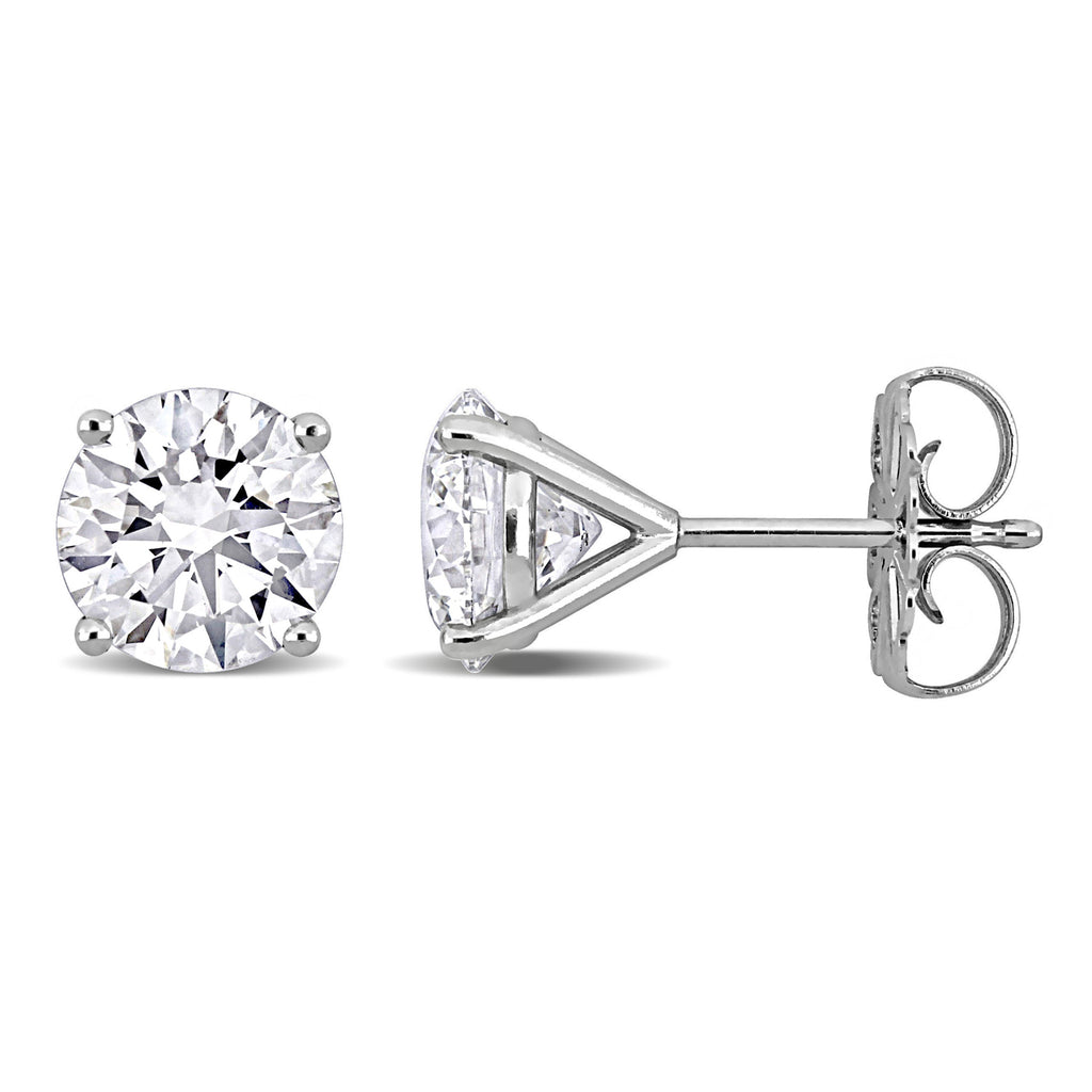 Round Cut Lab Grown Diamond Stud Earrings 14k White Gold (3.00ct)