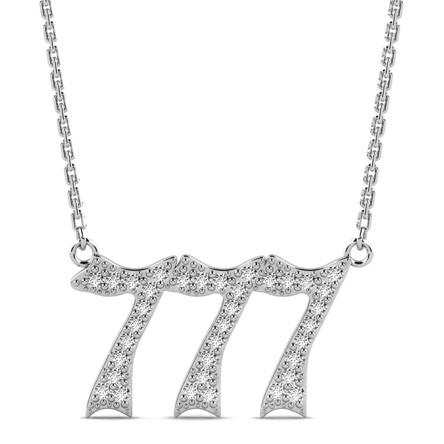 Allurez Diamond Lucky Number 777 Pendant Necklace 14K White Gold