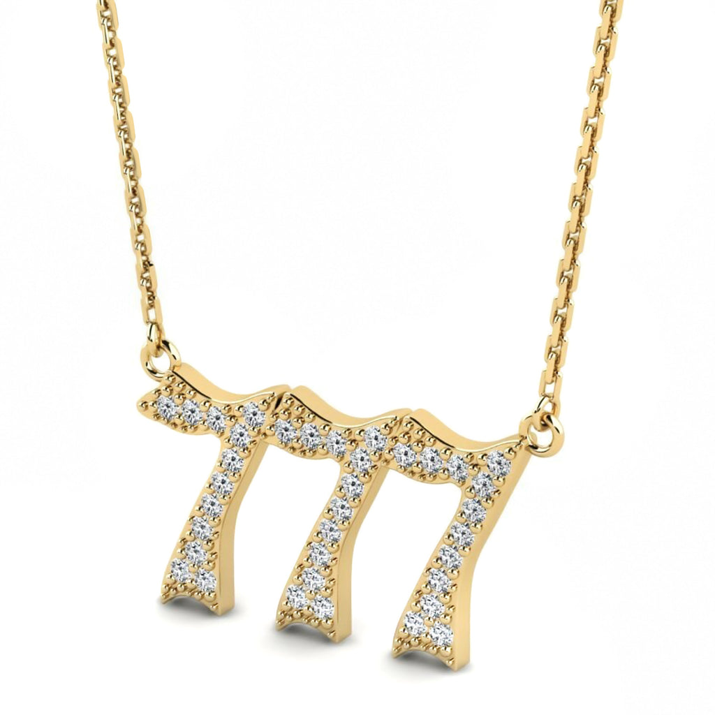 Diamond Lucky Number 777 Pendant Necklace 14K Yellow Gold (0.28ct)