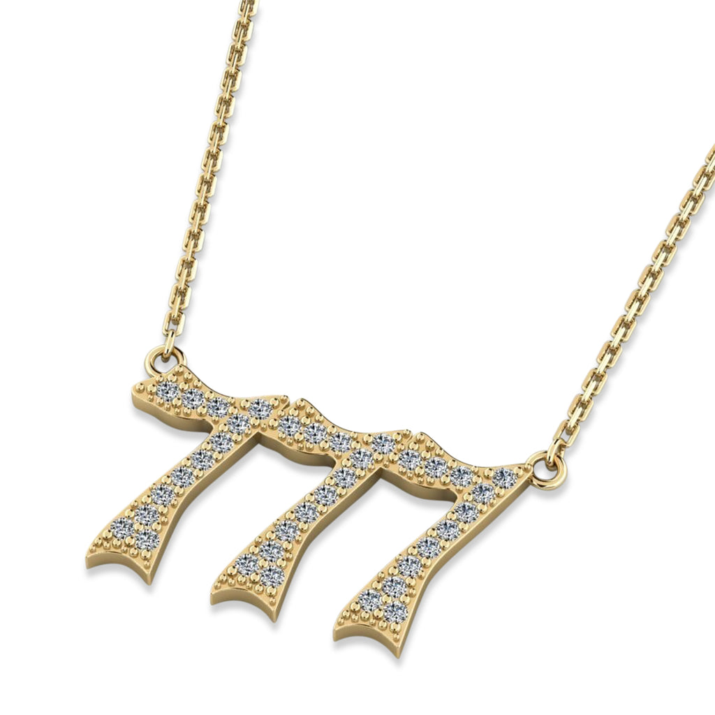 Diamond Lucky Number 777 Pendant Necklace 14K Yellow Gold (0.28ct)