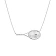 Lab Grown Diamond Tennis Racket Pendant Necklace 14K White Gold (0.12ct)
