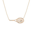 Round Diamond Tennis Racket Pendant Necklace 14K Yellow Gold (0.15ct)