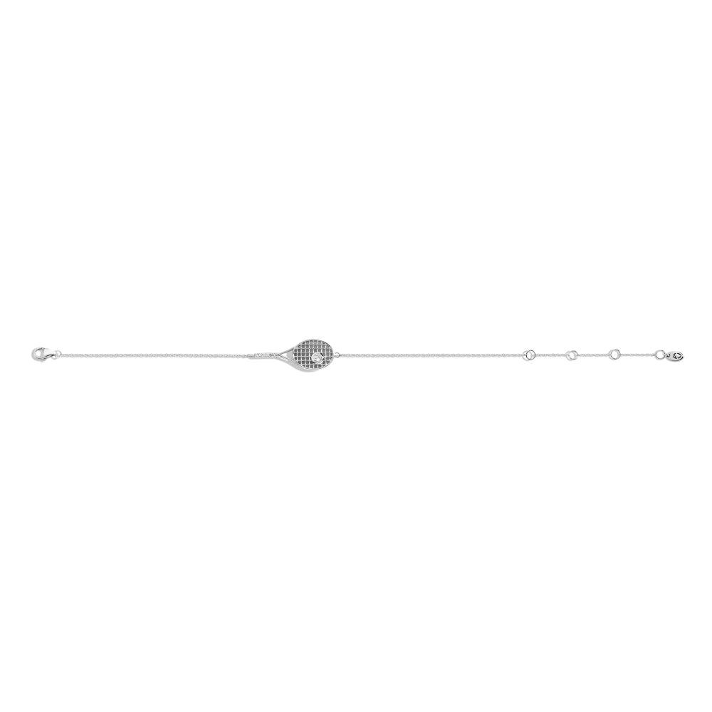 Lab Grown Diamond Tennis Racket Adjustable Bracelet 14K White Gold (0.12ct)