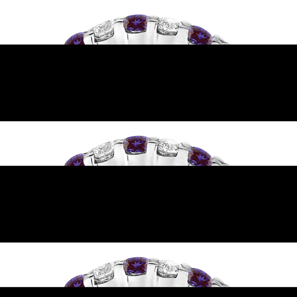 AZ10715 lab alexandrite and diamond eternity band in 14k white gold, true profile view
