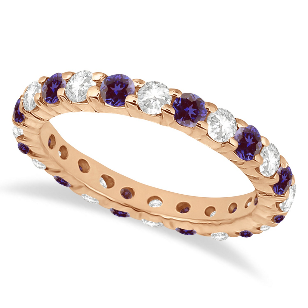 AZ10717 lab alexandrite and diamond eternity band in 14k rose gold, main product view