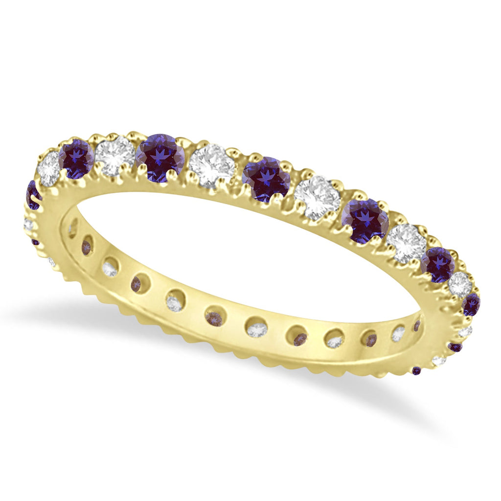 Lab-grown alexandrite and diamond 14K yellow gold 2 mm eternity band, main product view