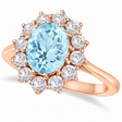 Oval Aquamarine and Diamond Ring 18k Rose Gold (3.60ctw)
