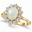 Oval Shape Opal & Diamond Accented Ring in 14k Yellow Gold (3.60ctw)