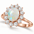 Oval Shape Opal & Diamond Accented Ring in 14k Rose Gold (3.60ctw)