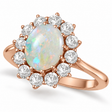 Oval Shape Opal & Diamond Accented Ring in 18k Rose Gold (3.60ctw)