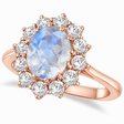 Oval Moonstone and Diamond Ring 18k Rose Gold (2.80ctw)