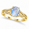Oval Moonstone and Diamond Cocktail Ring 14K Yellow Gold (1.62tcw)