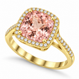 Cushion-Cut Morganite & Diamond Cocktail Ring 14k Yellow Gold (3.70ctw)