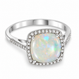 Cushion-Cut Opal & Diamond Cocktail Ring 14k White Gold (3.70ctw)