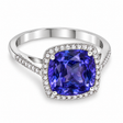 Cushion-Cut Tanzanite & Diamond Cocktail Ring 14k White Gold (3.70ctw)