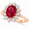 Oval Lab Ruby and Diamond Ring 14k Rose Gold (3.60ctw)