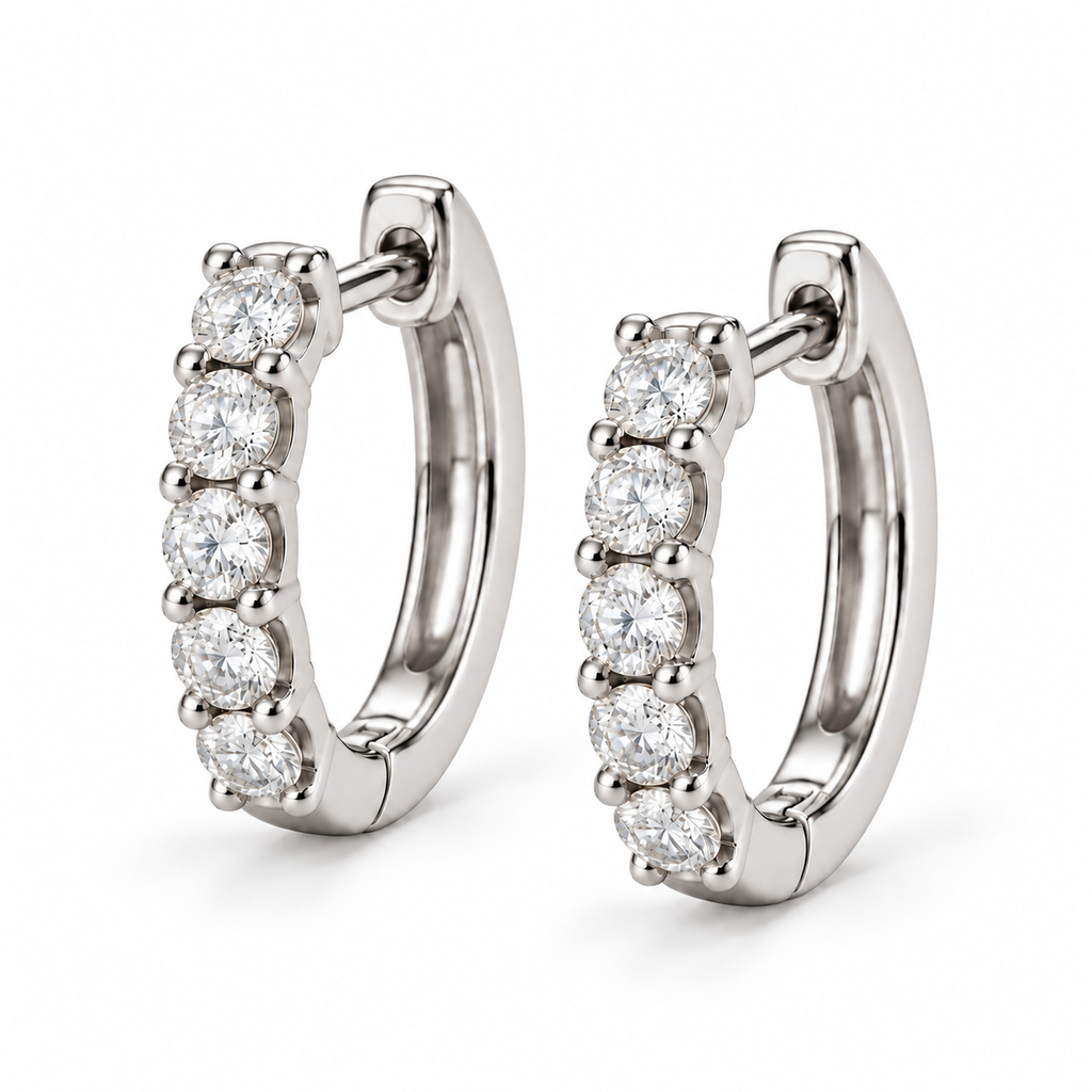 Hinged Hoop Lab Diamond Huggie Style Earrings 14k White Gold (0.25ct)