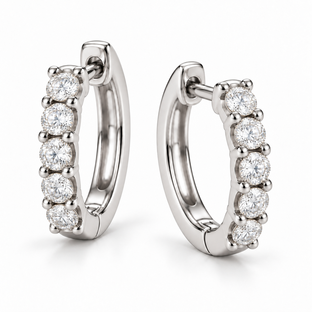 Hinged Hoop Lab Diamond Huggie Style Earrings 14k White Gold (0.25ct)