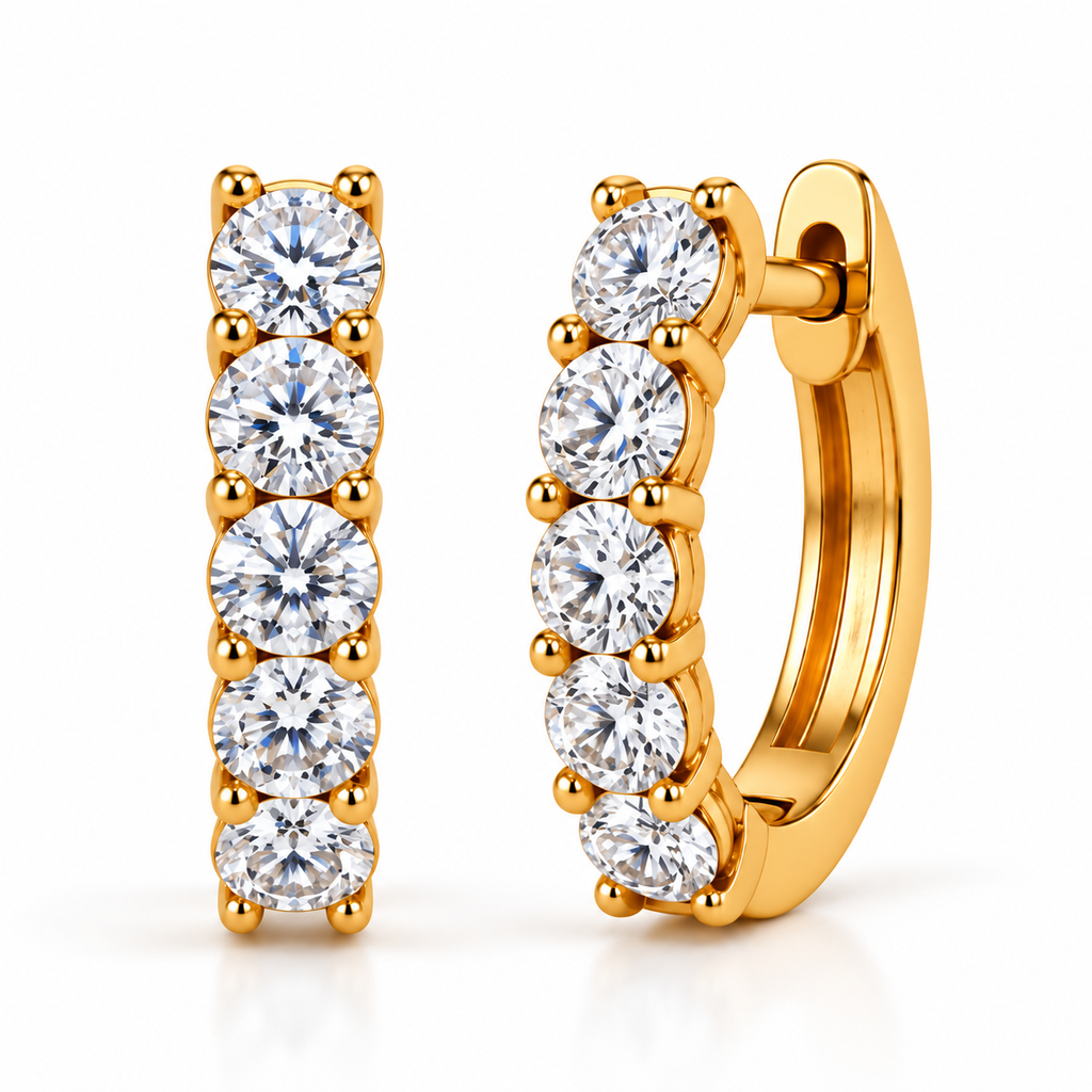 Hinged Hoop Lab Diamond Huggie Style Earrings 14k Yellow Gold (0.25ct)