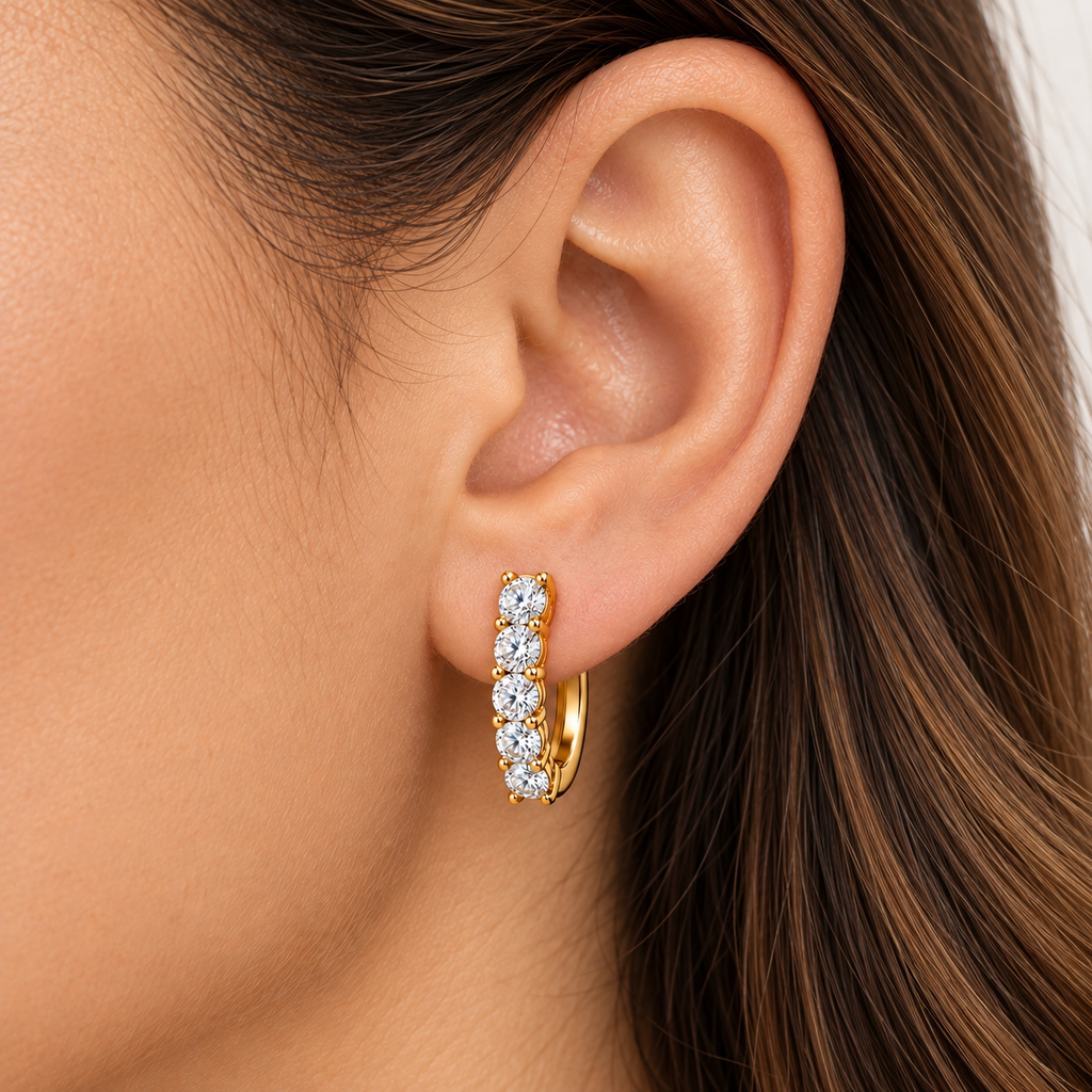 Hinged Hoop Lab Diamond Huggie Style Earrings 14k Yellow Gold (0.25ct)