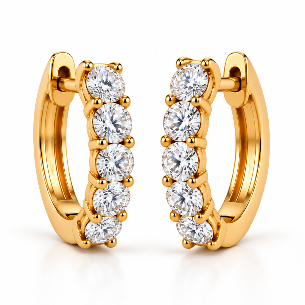 Hinged Hoop Lab Diamond Huggie Style Earrings 14k Yellow Gold (0.25ct)