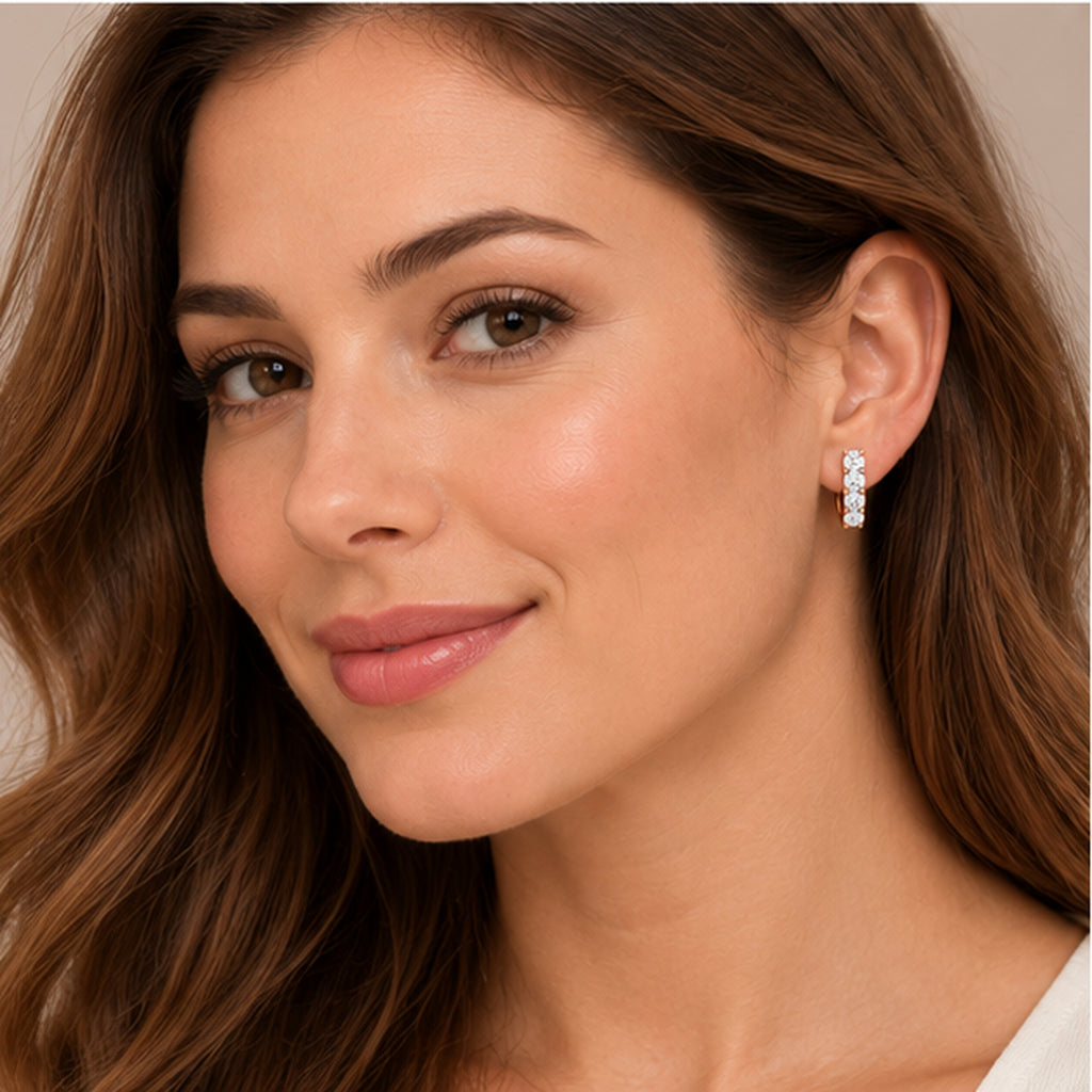 Hinged Hoop Lab Diamond Huggie Style Earrings 14k Rose Gold (0.33ct)