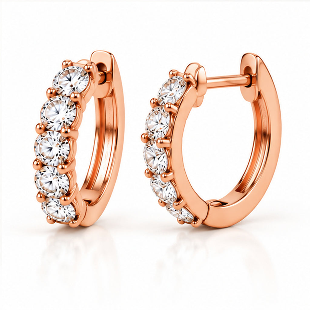 Hinged Hoop Lab Diamond Huggie Style Earrings 14k Rose Gold (0.33ct)