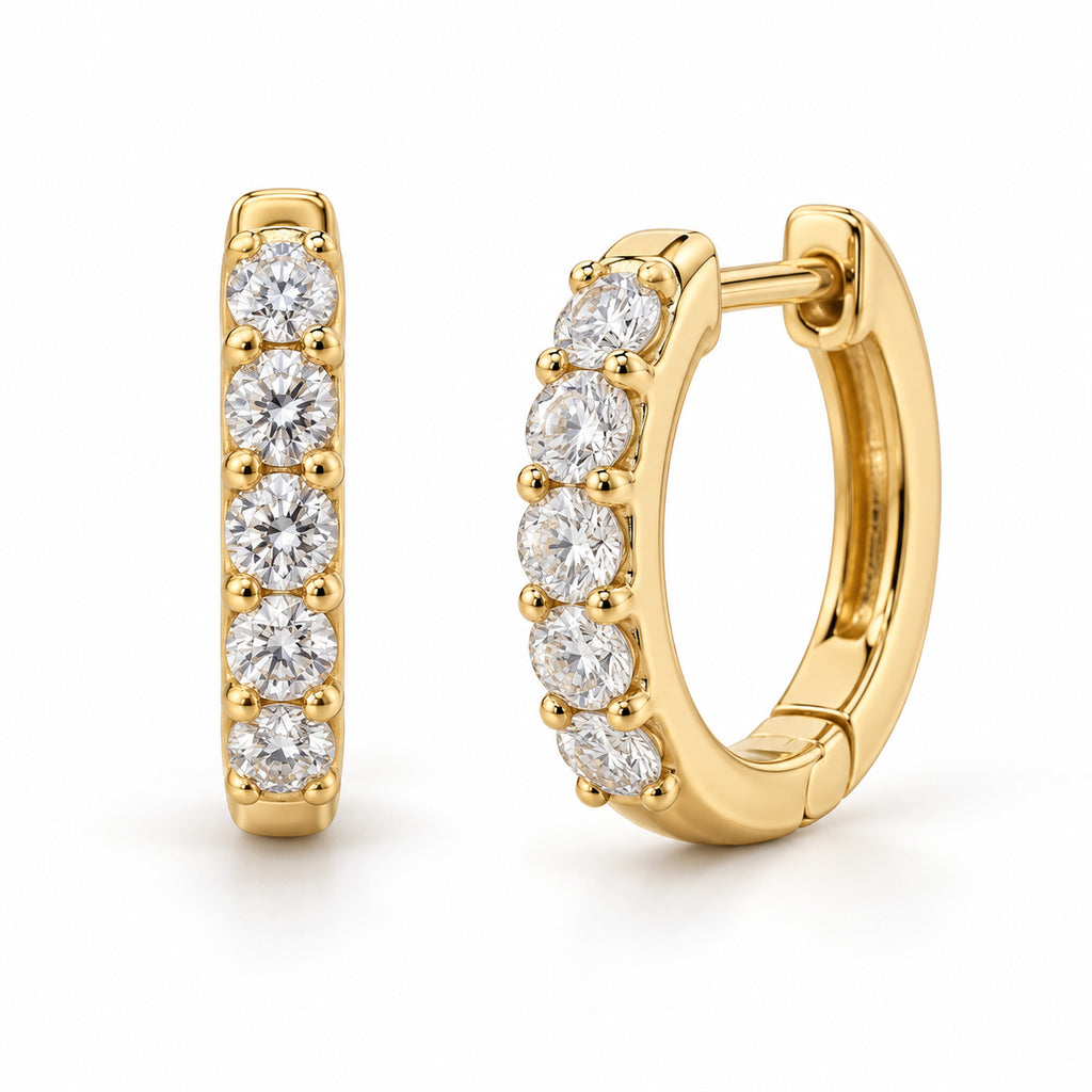 Hinged Hoop Lab Diamond Huggie Style Earrings 14k Yellow Gold (0.33ct)