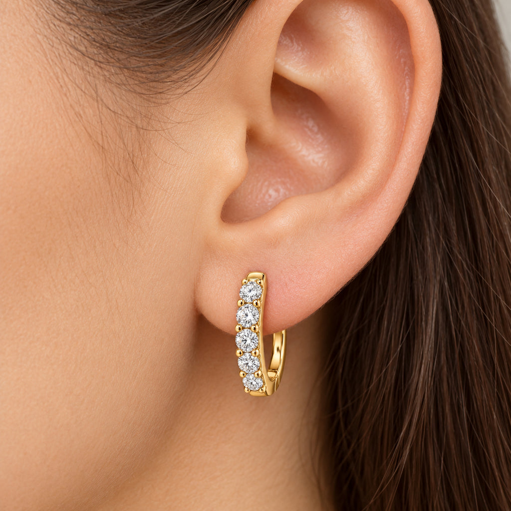 Hinged Hoop Lab Diamond Huggie Style Earrings 14k Yellow Gold (0.33ct)