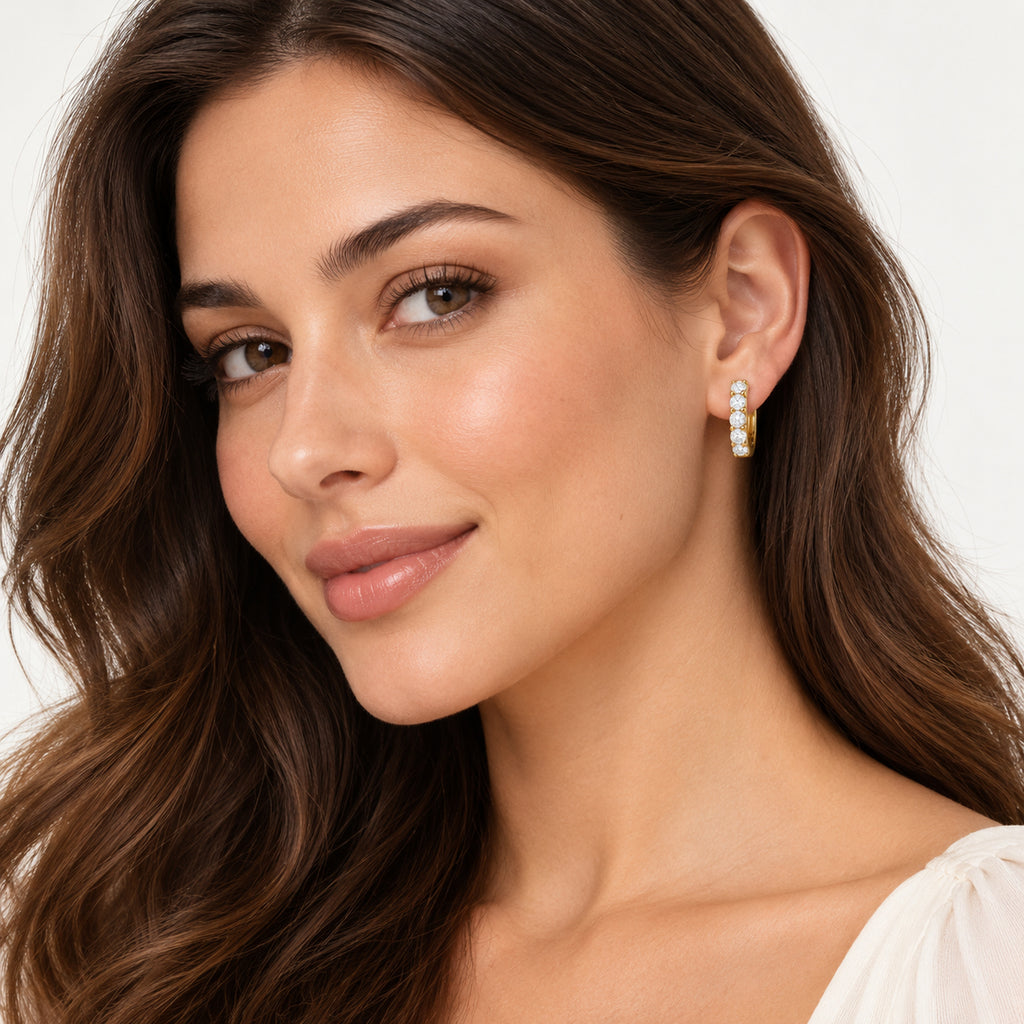 Hinged Hoop Lab Diamond Huggie Style Earrings 14k Yellow Gold (0.33ct)